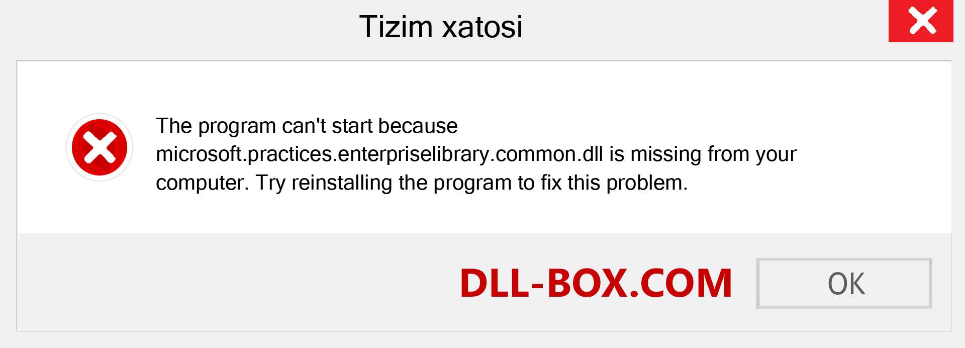 microsoft.practices.enterpriselibrary.common.dll fayli yo'qolganmi?. Windows 7, 8, 10 uchun yuklab olish - Windowsda microsoft.practices.enterpriselibrary.common dll etishmayotgan xatoni tuzating, rasmlar, rasmlar